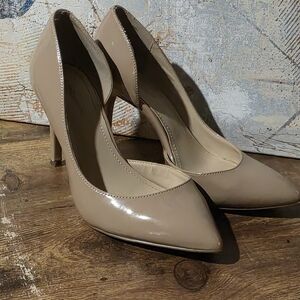 BCBGeneration Haleigh-X Nude Patent Pointed-Toe Stiletto Heels